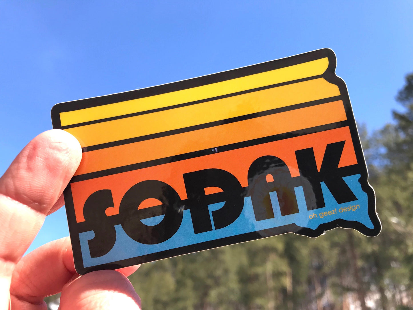 SoDak Sunset Black Retro Sticker