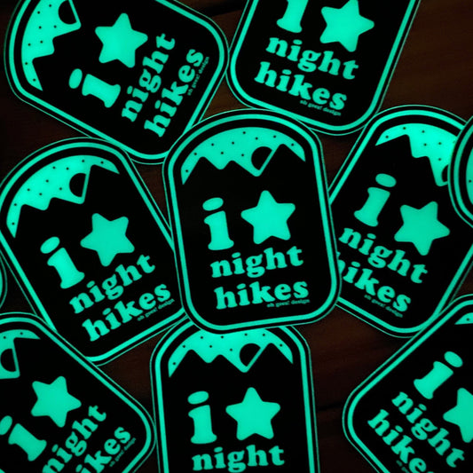 I Star Night Hikes Glow in the Dark Sticker