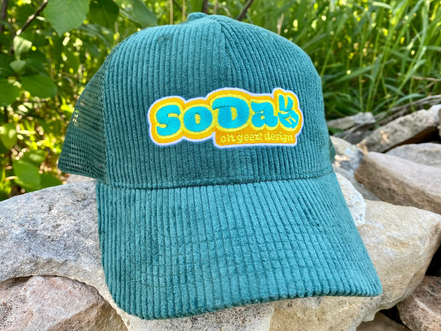 SoDak Peace Corduroy Embroidered Hat by Oh Geez! Design