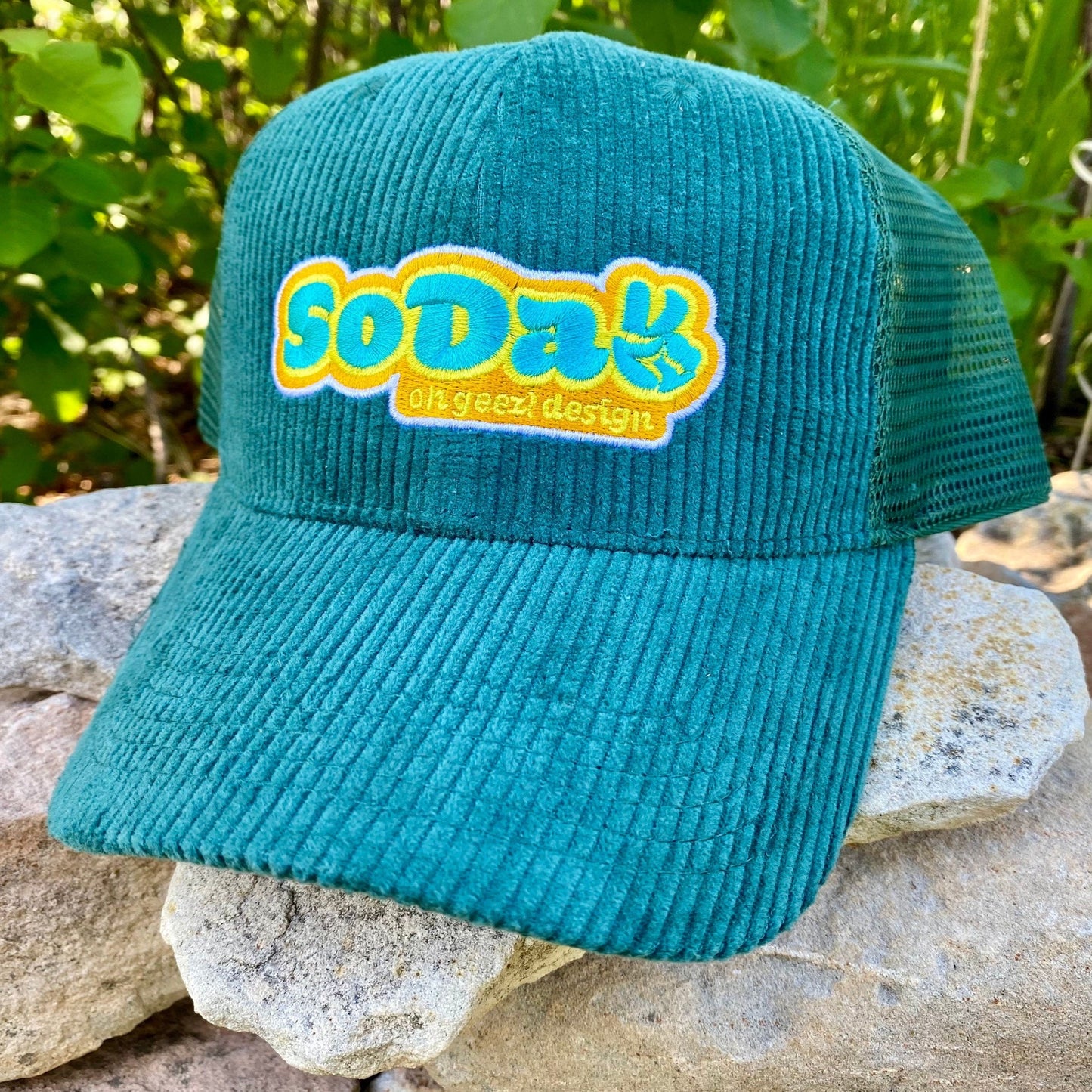 SoDak Peace Corduroy Embroidered Hat by Oh Geez! Design