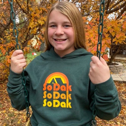 SoDak Retro Kid's Forest Green Hoodie